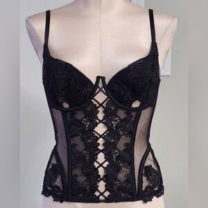 Victoria’s Secret NEW Black Bustier Lace Corset Designer